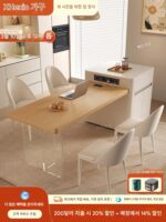 통나무 섬 식탁 통합 바 크림 스타일 홈 수납식 2025년 새 섬 작은 아파트