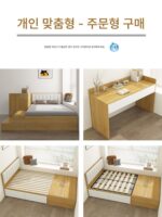 책상 일체형 침대 다다미 책상 포함 소형 아파트 공간 절약 어린이용 하이박스 싱글 조합 수납 칸막이 침대 - 이미지 4