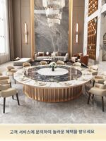 대리석 바위 슬라브 핫팟 테이블 유도 조리대 통합 전기 원형 테이블 홈 다이닝 테이블 숨겨진 1인용 1포트 상업용 - 이미지 4