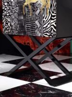 아트 드림 호스 사이드보드 레트로 페인트 와인 캐비닛 벽면 장착 홈 복도 디스플레이 캐비닛 거실 중고 핸드 페인팅 - 이미지 4