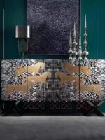 아트 드림 호스 사이드보드 레트로 페인트 와인 캐비닛 벽면 장착 홈 복도 디스플레이 캐비닛 거실 중고 핸드 페인팅 - 이미지 5