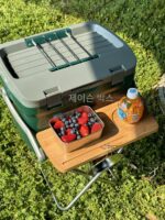 Jensen 야외 Stanley Stanley 인큐베이터 소형 테이블 카트 얼음통 트레이 견고한 목재 캠핑 접이식 테이블 - 이미지 2