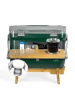 Jensen 야외 Stanley Stanley 인큐베이터 소형 테이블 카트 얼음통 트레이 견고한 목재 캠핑 접이식 테이블 - 이미지 3