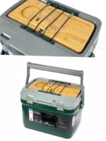 Jensen 야외 Stanley Stanley 인큐베이터 소형 테이블 카트 얼음통 트레이 견고한 목재 캠핑 접이식 테이블 - 이미지 4