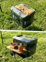 Jensen 야외 Stanley Stanley 인큐베이터 소형 테이블 카트 얼음통 트레이 견고한 목재 캠핑 접이식 테이블 - 이미지 5