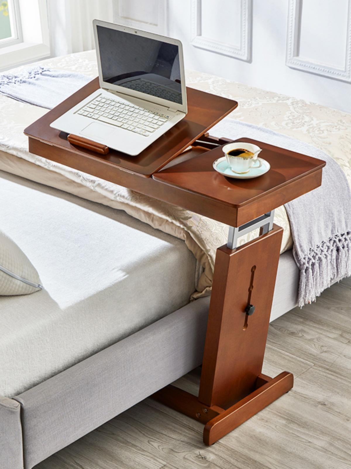 main_782313991316_0-1 견고한 나무 침대 옆 탁자 이동식 리프팅 접이식 컴퓨터 테이블 침실 공부 테이블 레이지 베드 프런트 테이블 소파 사이드 테이블 - 이미지 1