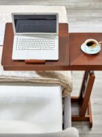 견고한 나무 침대 옆 탁자 이동식 리프팅 접이식 컴퓨터 테이블 침실 공부 테이블 레이지 베드 프런트 테이블 소파 사이드 테이블 - 이미지 2