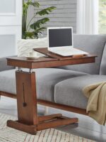 견고한 나무 침대 옆 탁자 이동식 리프팅 접이식 컴퓨터 테이블 침실 공부 테이블 레이지 베드 프런트 테이블 소파 사이드 테이블 - 이미지 4