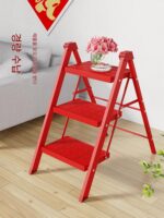 사다리 가정용 접이식 텔레스코픽 소형 경량 4단 사다리 의자 다기능 헤링본 사다리 스텝 사다리 접이식 계단 - 이미지 4