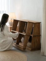 Runjia Home Furnishing Old Pine 접이식 선반 다기능 보관 디스플레이 랙 솔리드 우드 책장 선반 디스플레이 랙 - 이미지 2