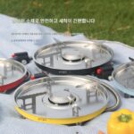 Meidiyingjia 야외 초박형 분할 스토브 캠핑 캠핑 그릴 핫팟 휴대용 가스 스토브 자율 주행 장비 노란색 - 이미지 3