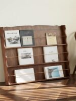 일본식 중고 원목 독서대 진열대 진열대 복고풍 수납 책장 신문 및 잡지 선반 바닥 선반