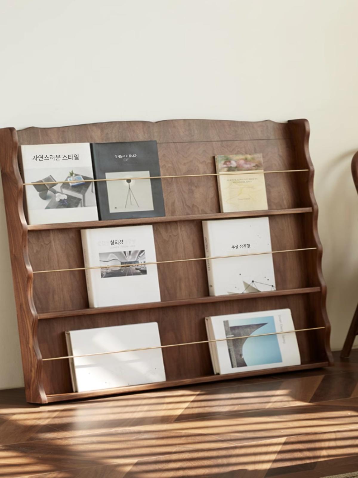 main_785741674194_0-1 일본식 중고 원목 독서대 진열대 진열대 복고풍 수납 책장 신문 및 잡지 선반 바닥 선반 - 이미지 1