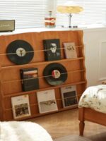 일본식 중고 원목 독서대 진열대 진열대 복고풍 수납 책장 신문 및 잡지 선반 바닥 선반 - 이미지 3