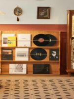 일본식 중고 원목 독서대 진열대 진열대 복고풍 수납 책장 신문 및 잡지 선반 바닥 선반 - 이미지 4