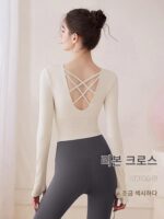 가을과 겨울 여성용 KAYANTY 요가복 상의, 긴팔 피트니스 슈트, 필라테스 트레이닝, 가슴 패드가 있는 스포츠 - 이미지 3