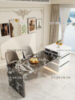 록 플레이트 아일랜드 다기능 다이닝 테이블 통합 이탈리아 심플 라이트 럭셔리 커스텀 접이식 티 다이닝 테이블 - 이미지 5