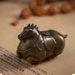 돈을 든 황동 말 손잡이 인형, 조디악 말, 남자 휴대용 손잡이, 가정 장식, 데스크탑 티펫 작은 장식품 - 이미지 5