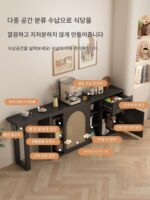 중세 스타일 섬 테이블 식탁 통합 가정용 접이식 접이식 회전 오픈 주방 바 식사 사이드 캐비닛 식탁 - 이미지 3