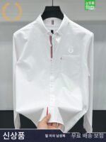 FP 밀 이삭 정품 코튼 긴팔 셔츠 남성 가을 신상 남성 비즈니스 캐주얼 솔리드 컬러 리얼 포켓 인치 셔츠 - 이미지 2