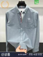 FP 밀 이삭 정품 코튼 긴팔 셔츠 남성 가을 신상 남성 비즈니스 캐주얼 솔리드 컬러 리얼 포켓 인치 셔츠 - 이미지 3