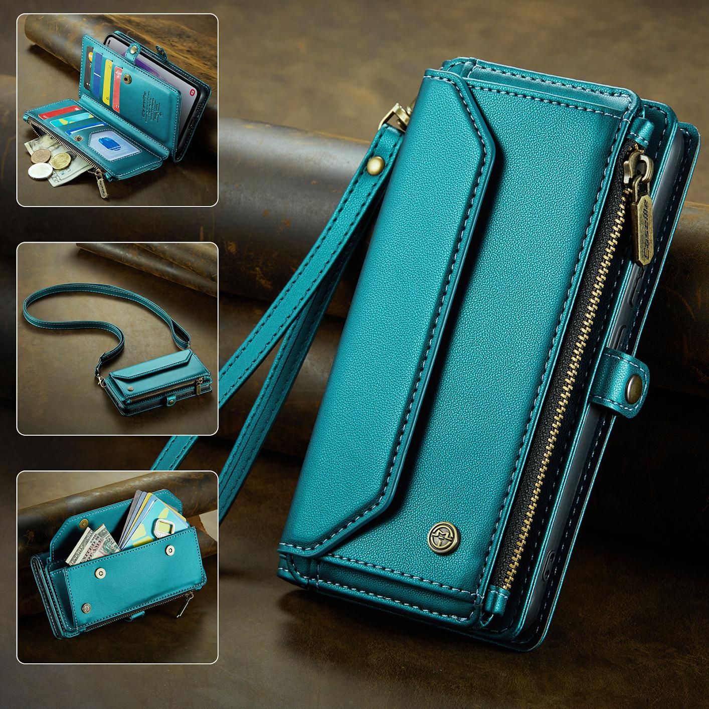 main_793564721907_0-1 삼성 S24울트라 모바일 폰 케이스 S20+ 가죽 케이스 S23FE 끈 S25 플립 커버 S22플러스 지갑 S21울트라 카드 홀더 S24+ 보호 커버 A55/A16 여성용 멀티 카드 슬롯 대각선 크로스 - 이미지 1