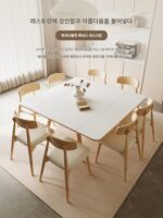 견고한 나무 록보드 식탁과 의자 조합 2024년 새로운 심플하고 밝은 가변형 정사각형 테이블 이중 용도 직사각형 접이식 식탁 - 이미지 3