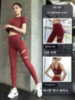 여성용 요가복 2024년 신제품 러닝복 통기성 프로페셔널 하이엔드 피트니스 반팔 메시 스포츠 상의 - 이미지 3