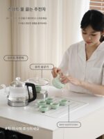 이탈리아식 식탁 섬 통합 가정용 소형 아파트 접이식 레트로 아크 다기능 호두 원목 섬 - 이미지 2