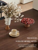 이탈리아식 식탁 섬 통합 가정용 소형 아파트 접이식 레트로 아크 다기능 호두 원목 섬 - 이미지 4