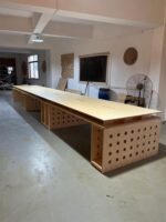 회의실 교육용 컴퓨터 테이블 생방송 책상 로그 앤틱 스타일 오션보드 검은색 직사각형 테이블 워크벤치