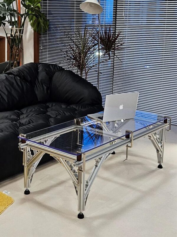 강화 유리 커피 테이블 심플 모던 라이트 럭셔리 디자이너 북유럽 직사각형 금속 커피 테이블 거실 홈 미니멀리스트