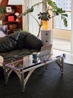 강화 유리 커피 테이블 심플 모던 라이트 럭셔리 디자이너 북유럽 직사각형 금속 커피 테이블 거실 홈 미니멀리스트 - 이미지 2