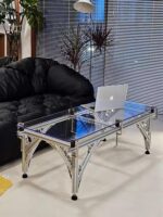 강화 유리 커피 테이블 심플 모던 라이트 럭셔리 디자이너 북유럽 직사각형 금속 커피 테이블 거실 홈 미니멀리스트 - 이미지 5