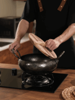 장추 순수 수제 단철 이중 귀 고급 철제 냄비 스튜 냄비 국 냄비 가정용 냄비 국 냄비 무코팅 비질화 노스틱 냄비 - 이미지 2