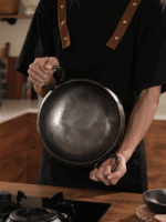 장추 순수 수제 단철 이중 귀 고급 철제 냄비 스튜 냄비 국 냄비 가정용 냄비 국 냄비 무코팅 비질화 노스틱 냄비 - 이미지 3