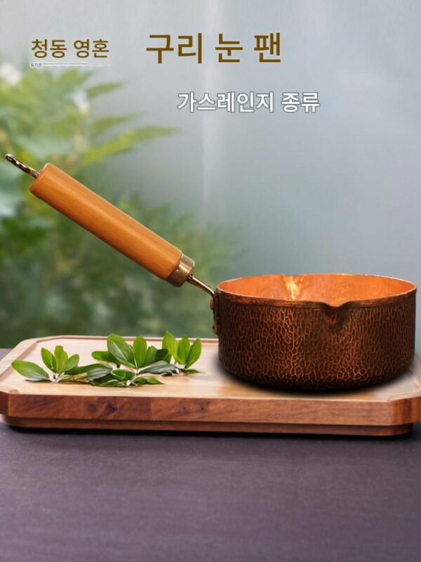 구리 두껍게 만든 작은 구리 냄비 우유 냄비 복고풍 일본식 눈 평평한 냄비 아기 음식 냄비 가정용 인스턴트 국수 냄비 수프 냄비 측면 손잡이