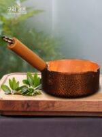 구리 두껍게 만든 작은 구리 냄비 우유 냄비 복고풍 일본식 눈 평평한 냄비 아기 음식 냄비 가정용 인스턴트 국수 냄비 수프 냄비 측면 손잡이 - 이미지 3