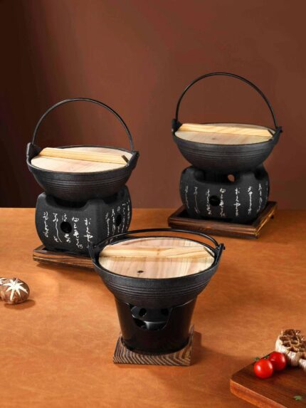 주철 냄비 레스토랑 핫팟 호텔 주철 건조 냄비 홈 스키야키 냄비 작은 핫팟 냄비 일본식 매달린 냄비 앤틱 평평한 바닥