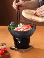 주철 냄비 레스토랑 핫팟 호텔 주철 건조 냄비 홈 스키야키 냄비 작은 핫팟 냄비 일본식 매달린 냄비 앤틱 평평한 바닥 - 이미지 2