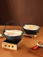 주철 냄비 레스토랑 핫팟 호텔 주철 건조 냄비 홈 스키야키 냄비 작은 핫팟 냄비 일본식 매달린 냄비 앤틱 평평한 바닥 - 이미지 3