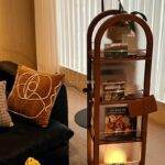 레트로 인스 스타일 이동식 아치형 책장 디스플레이 랙 소형 가정 거실 벽면 수납 랙 - 이미지 2