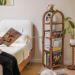 레트로 인스 스타일 이동식 아치형 책장 디스플레이 랙 소형 가정 거실 벽면 수납 랙 - 이미지 4