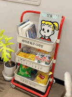 도파민 스누피 트롤리 랙 모바일 플로어 거실 간식 다층 수납 랙 욕실 수납 바구니 - 이미지 2