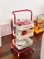 도파민 스누피 트롤리 랙 모바일 플로어 거실 간식 다층 수납 랙 욕실 수납 바구니 - 이미지 3