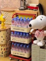 도파민 스누피 트롤리 랙 모바일 플로어 거실 간식 다층 수납 랙 욕실 수납 바구니 - 이미지 4