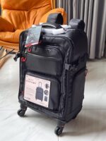 사진 트롤리 백팩 가방 남성용 18인치 캐빈 가방 20인치 범용 휠 운반 및 끌 수 있음 여행 가방 천 상자 가벼움