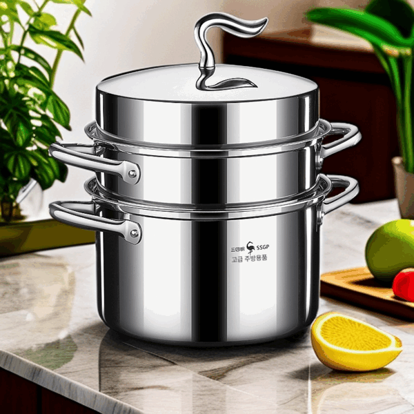 3~4단 스틸 찜통 316L 스테인리스 가정용 국 냄비 대용량 찜통 찜통 일체형 냄비 다층 찜통 신제품