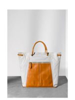 [AJ AOIRJ] 니치 정품 가죽 스플라이싱 옥스포드 나일론 통근 가방 대용량 토트백 숄더 핸드백 - 이미지 4