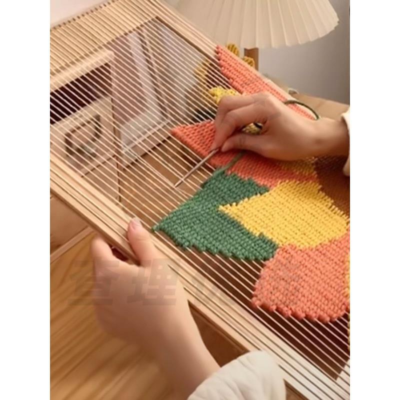 main_803723494869_0-1 순수 목재 직조기 핸드메이드 DIY 태피스트리 코튼실 소재 패키지 크고 작은 나무 프레임 보드 시간을 죽이고 지루함을 해소하는 유물 - 이미지 1